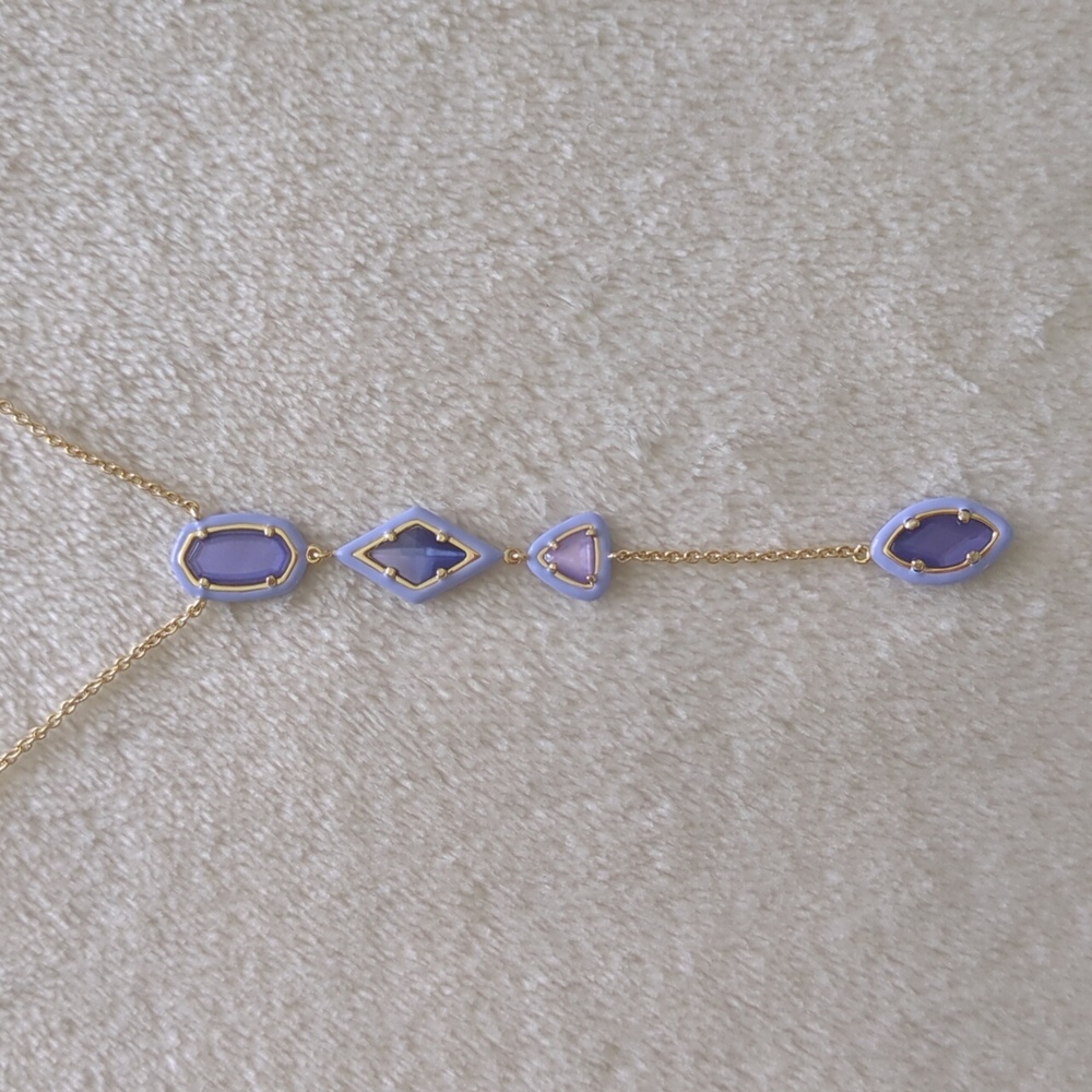 Kendra Scott Greta Gold Y Necklace Lavender Mix New Purple Nwt